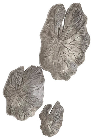 Lotus Leaf Wall Tiles, 3-Piece Set, Black/Silver, Aluminum