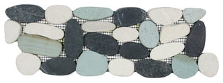 4"x12" Mesh-Backed Sliced Bali Turtle Pebble Tile Border for Walls