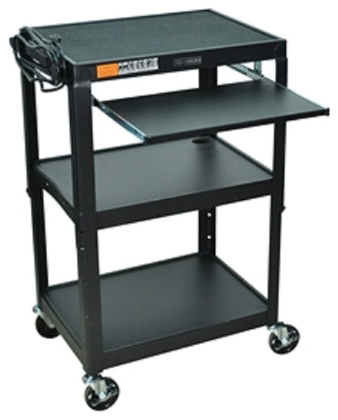 Mobile Stand Up Computer Desk Workstation Cart, Black Steel