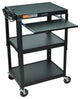 Mobile Stand Up Computer Desk Workstation Cart, Black Steel