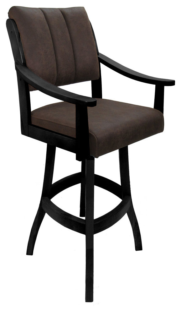 Swivel Counter Wood Bar Stool Casa on S-Base, Northwest Whiskey - Black, 34"