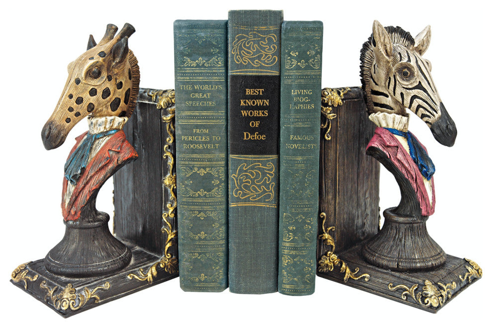 Serengeti Soiree Giraffe and Zebra Bookends