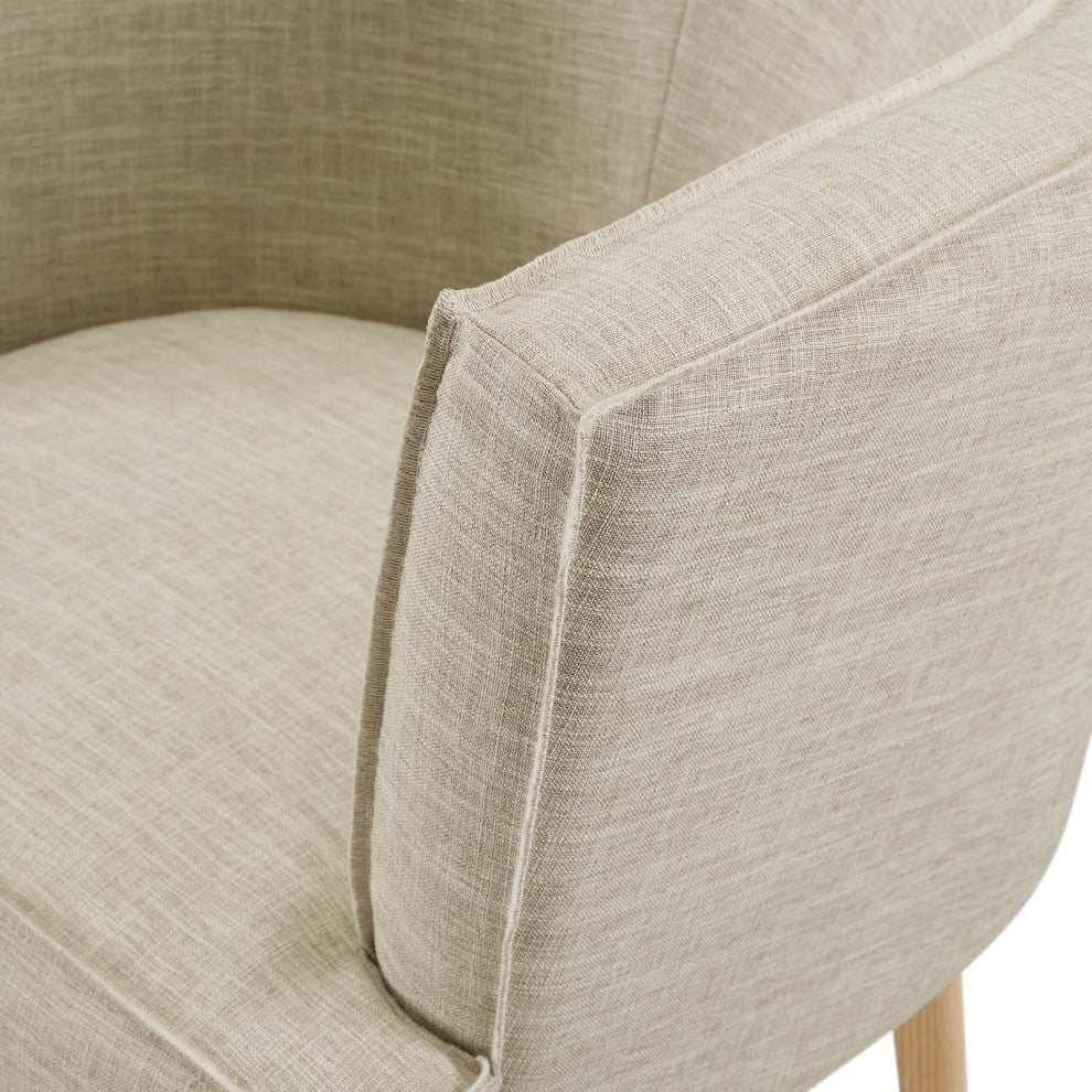 Accent Chair, Fabric, Wood, Beige, Modern, Living Lounge Hotel Lobby Hospitality