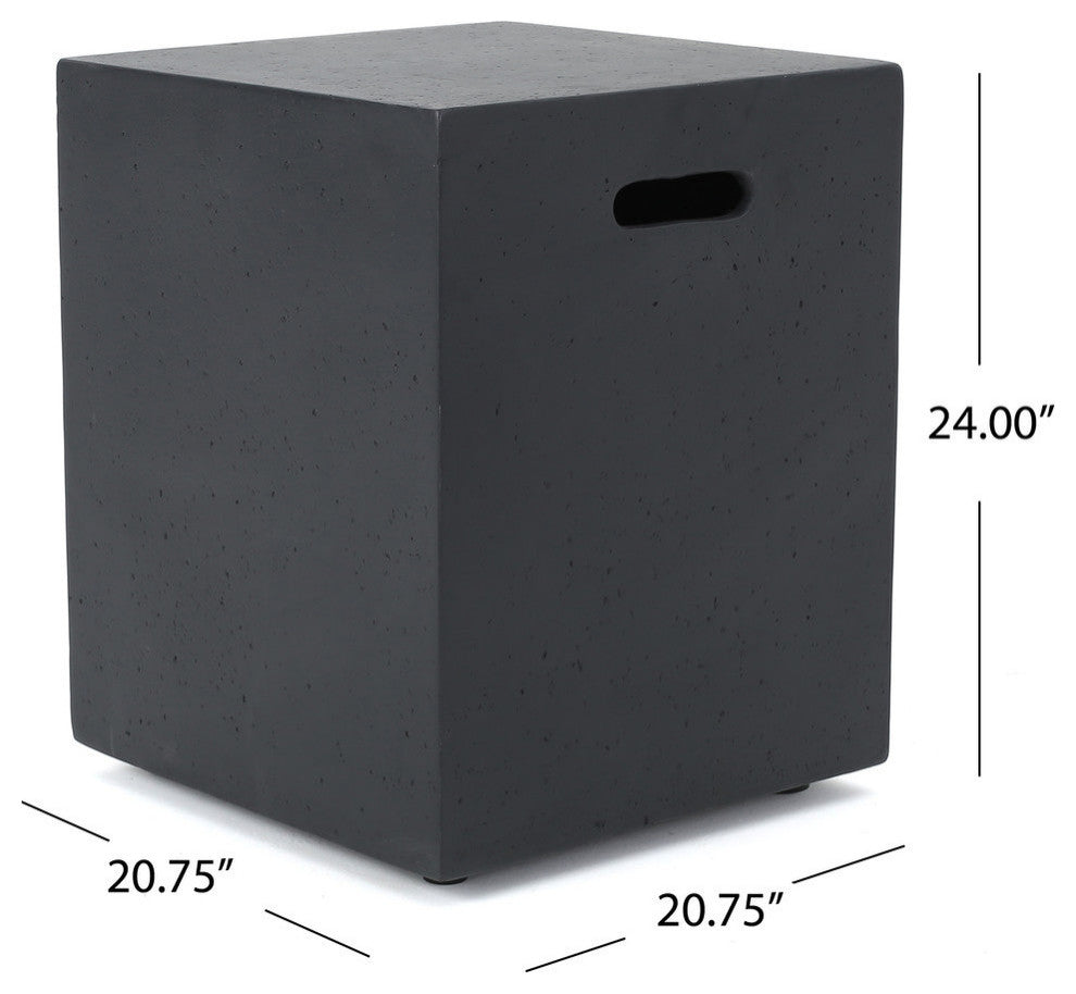 GDF Studio Leo Outdoor 40" Light Weight Concrete Gas Burning Fire Pit, Dark Gray