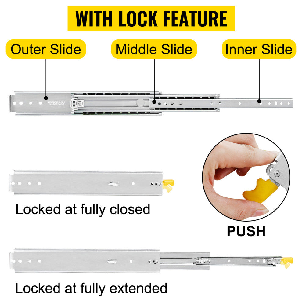 Full Extension Ball Bearing Drawer Slide 500lbs Loading, 36 Inch