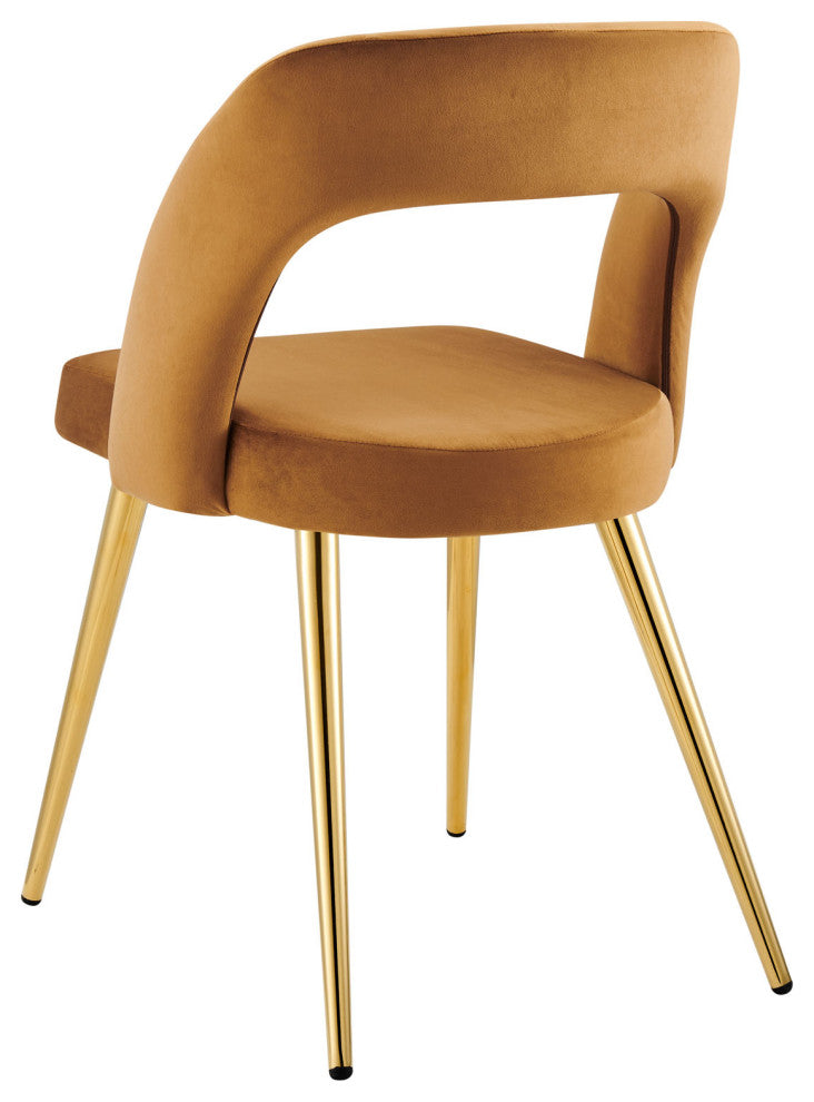 Dining Chair, Gold Brown, Velvet, Modern, Mid Century Cafe Bistro Hospitality