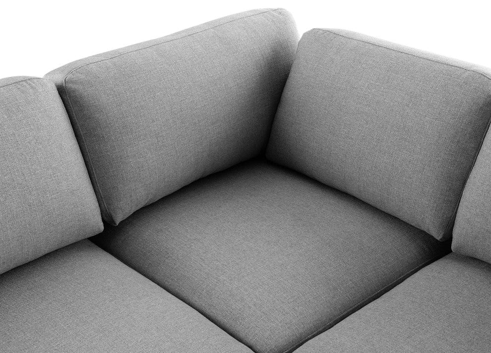 Beckham Linen Textured Fabric 6-Piece Modular L-Shaped Sectional, Grey