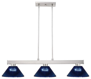 Z-Lite Cobalt 3-Light 8" Island/Billiard, Brushed Nickel, Dark Blue, 152BN-ARDB