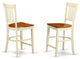 Groton Counter Stools With Wood Seat, Buttermilk And Cherry- Set of 2