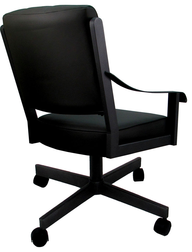 Leather Memphis Dining Caster Chair Swivel Tilt with Wheels, Black Leather on Black