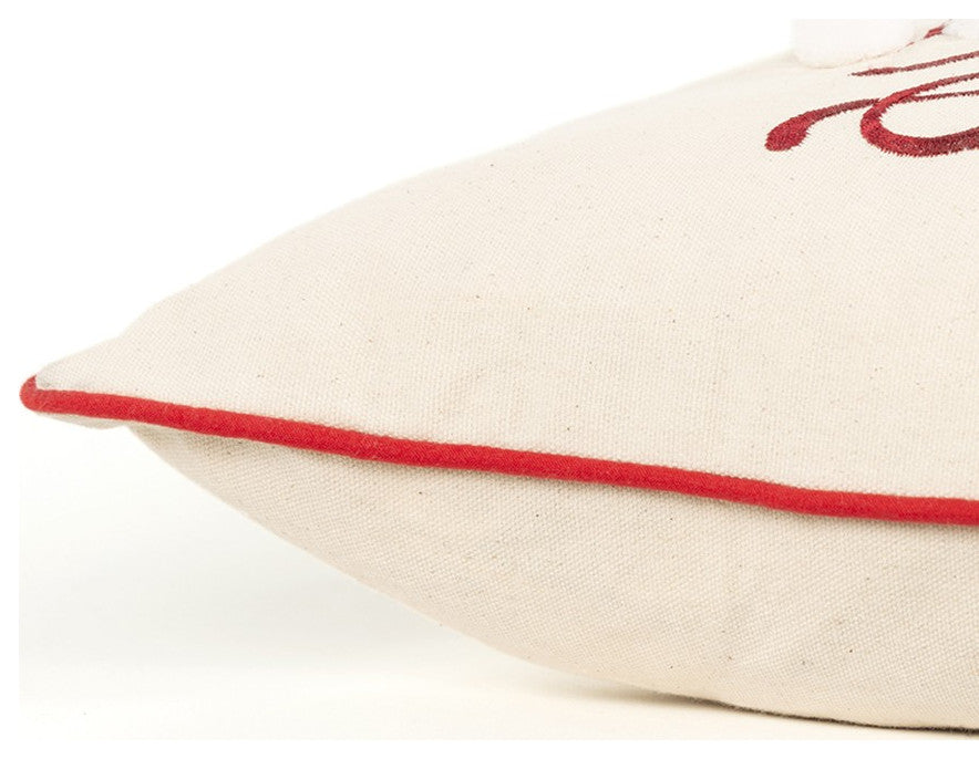 Ivory Red Cheeky Santa Sentiment Throw Pillow
