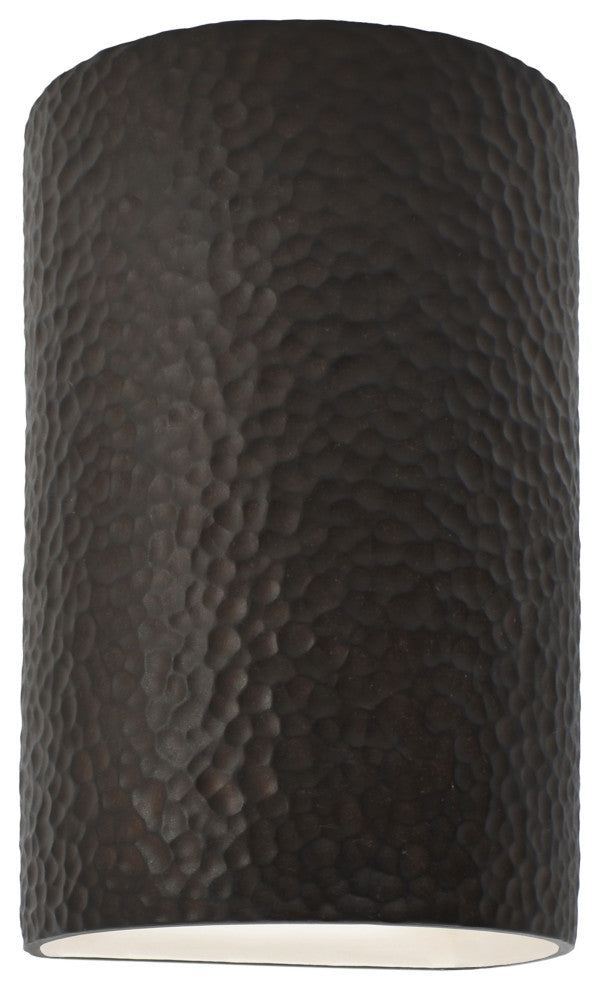 Ambiance, Small Cylinder, Open Top & Bottom Wall Sconce, Hammered Iron