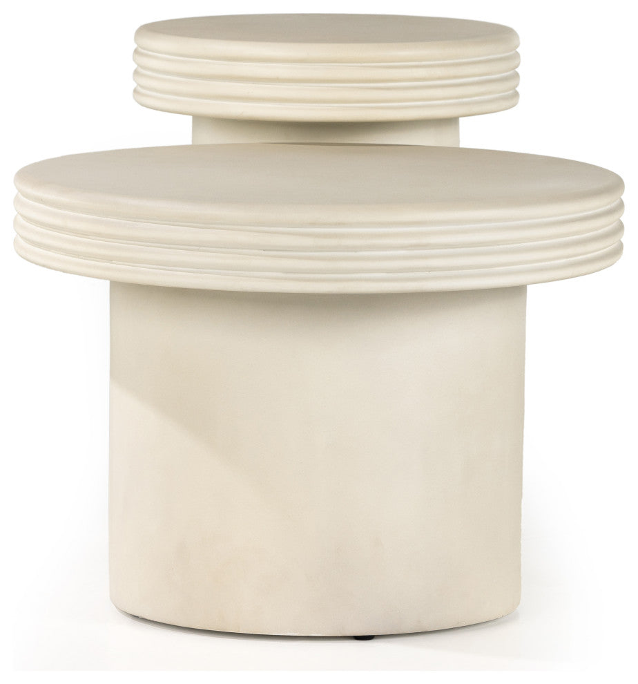 Grecia Outdoor End Table Set-White