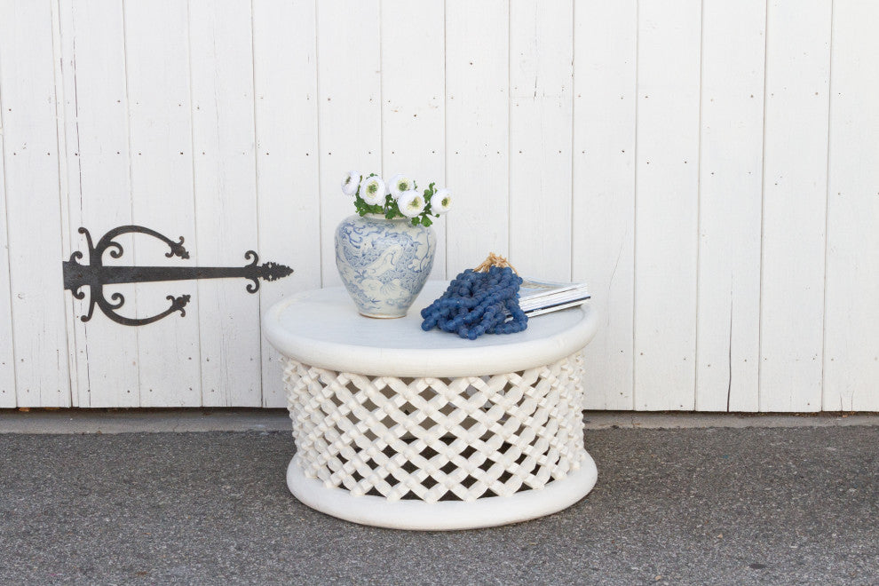 Aged White Bamileke Round Table