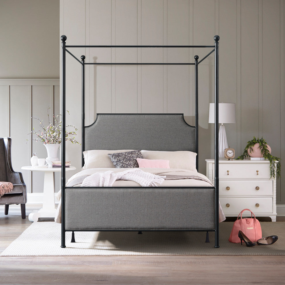 Hillsdale McArthur Queen Metal and Upholstered Canopy Bed