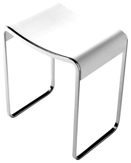 ADM Curved Bath Stool, Matte White, 16"