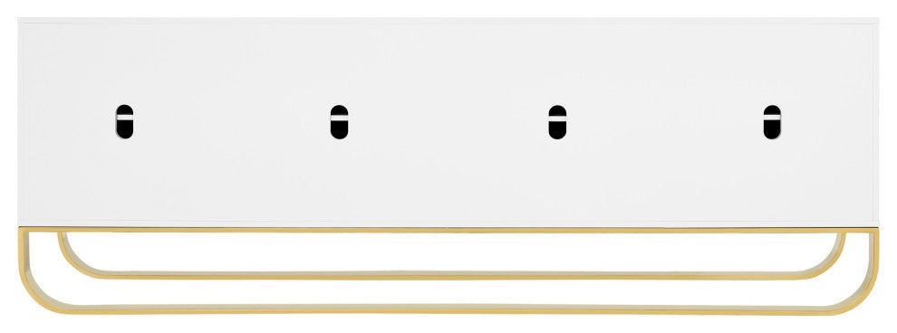 Nicole Miller Jacelynn Sideboard, White/Gold, 4-Door
