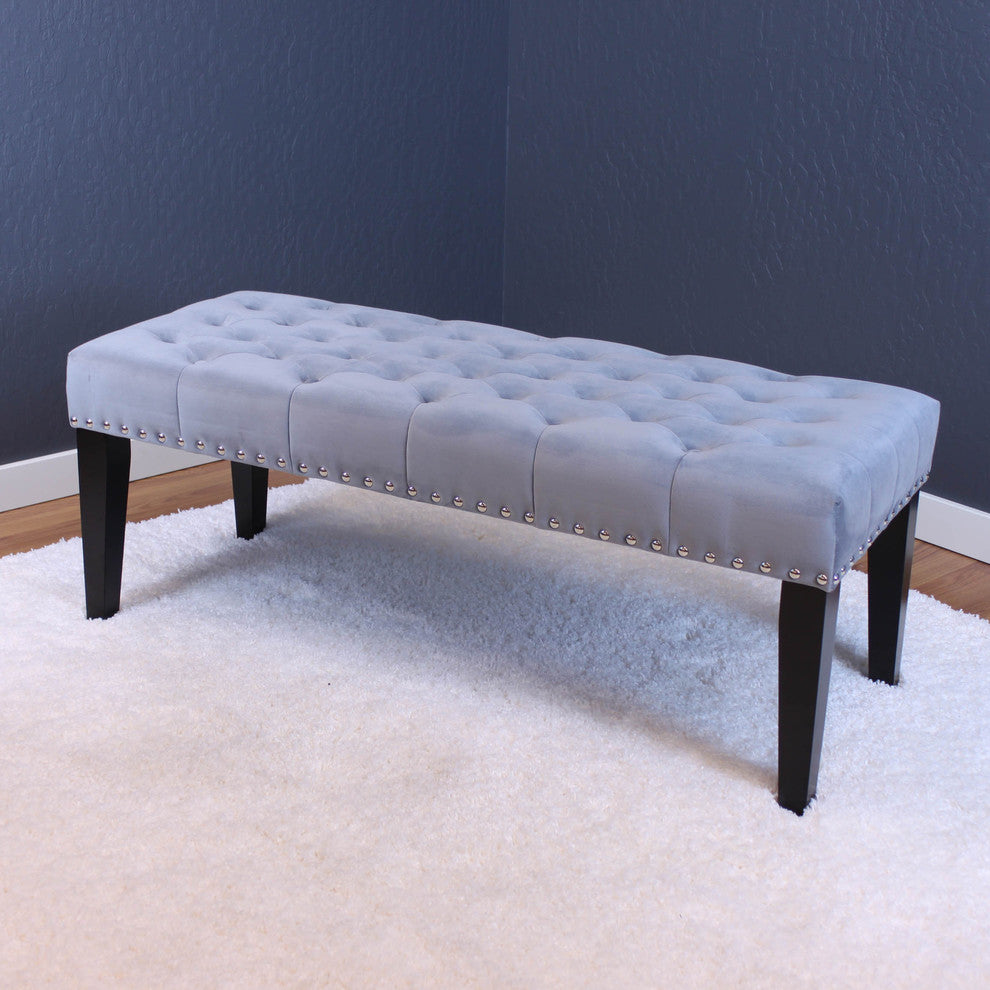Markelo Velvet Bench, Sharkfin Gray