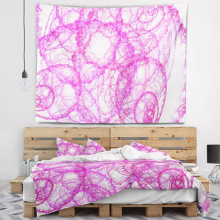 Pink Pattern on White Background Abstract Wall Tapestry, 60"x50"