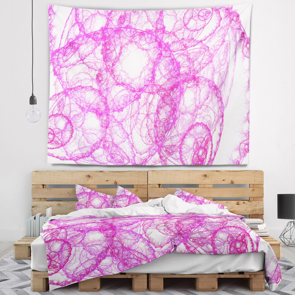 Pink Pattern on White Background Abstract Wall Tapestry, 60"x50"