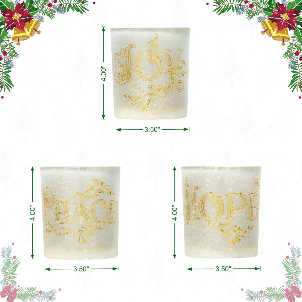 3-Piece Set Nativity Glass Candle Holders