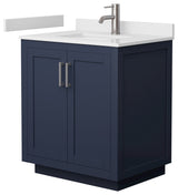 Miranda Blue/Brushed Nickel, 30" Single, Cultured Top, Square, No Mirror