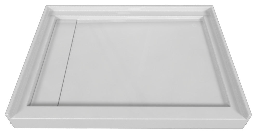 Valley Acrylic Single Threshold Acrylic Linear End Drain Shower Base 48", White,