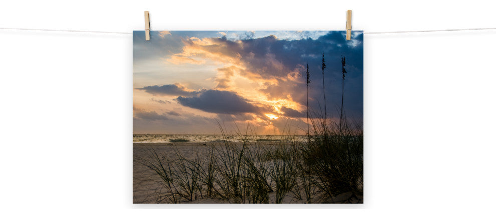Coastal Style Wall Decor: Anna Maria Island Cloudy Beach Sunset 2 Print, 18" X 24"