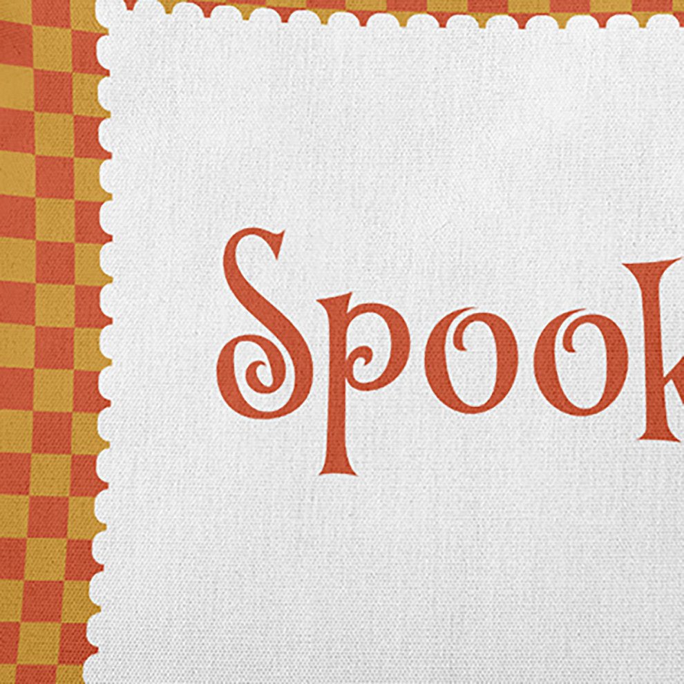 Halloween Spooky Checks Accent Pillow, Rust, 16"x16"