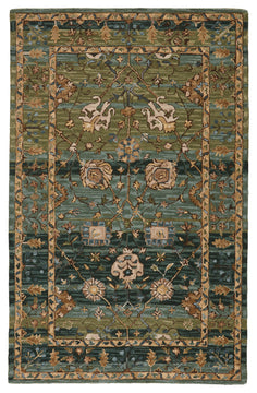 Vibe by Jaipur Living Ahava Handmade Oriental Green Rug, 5'x8'