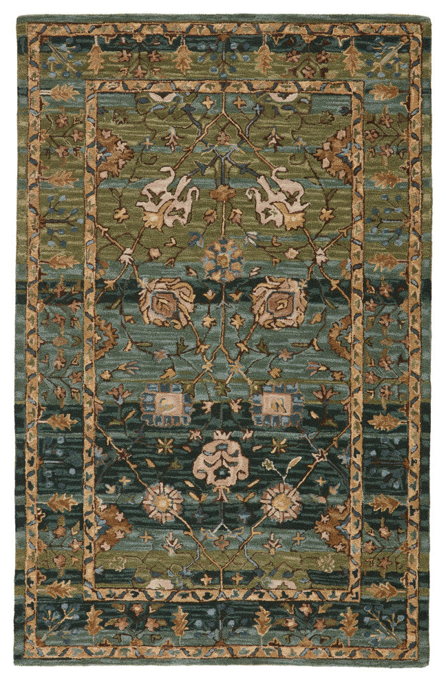 Vibe by Jaipur Living Ahava Handmade Oriental Green Rug, 5'x8'