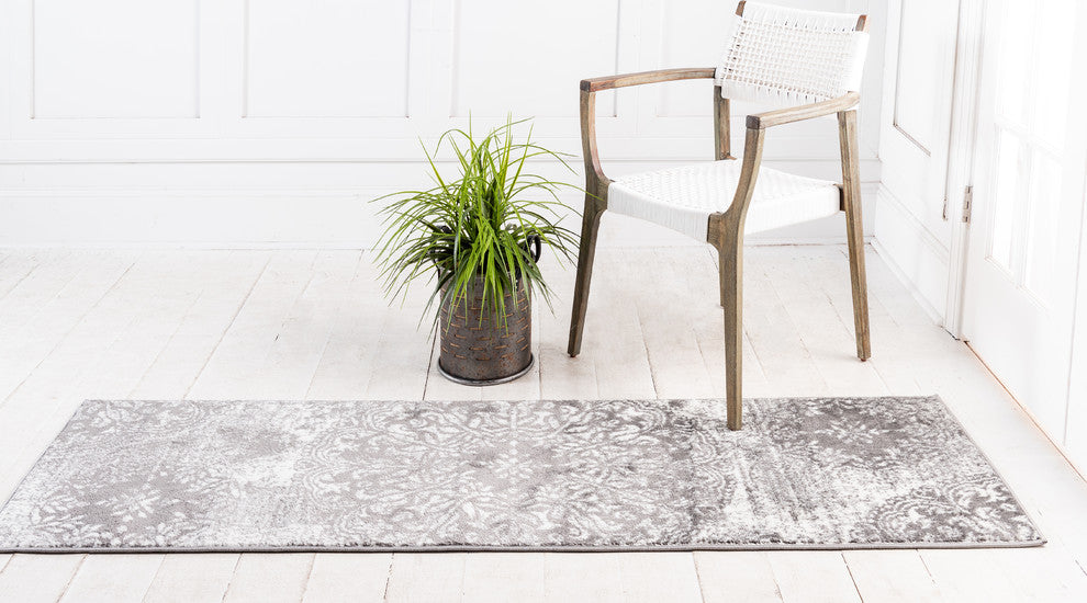 Unique Loom Gray Grand Sofia 2' 0 x 6' 7 Runner Rug