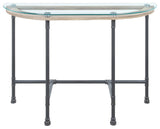 Brantley Sofa Table, Clear Glass and Sandy Gray Finish