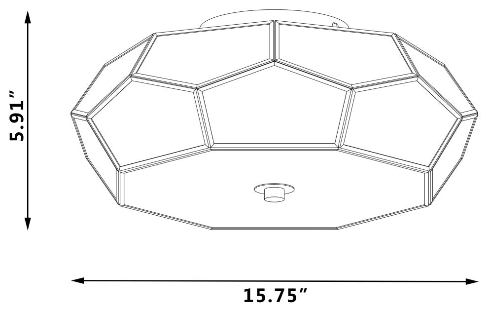 3 Light 15.75'' Unique/Statement Geometric Flush Mount, Black