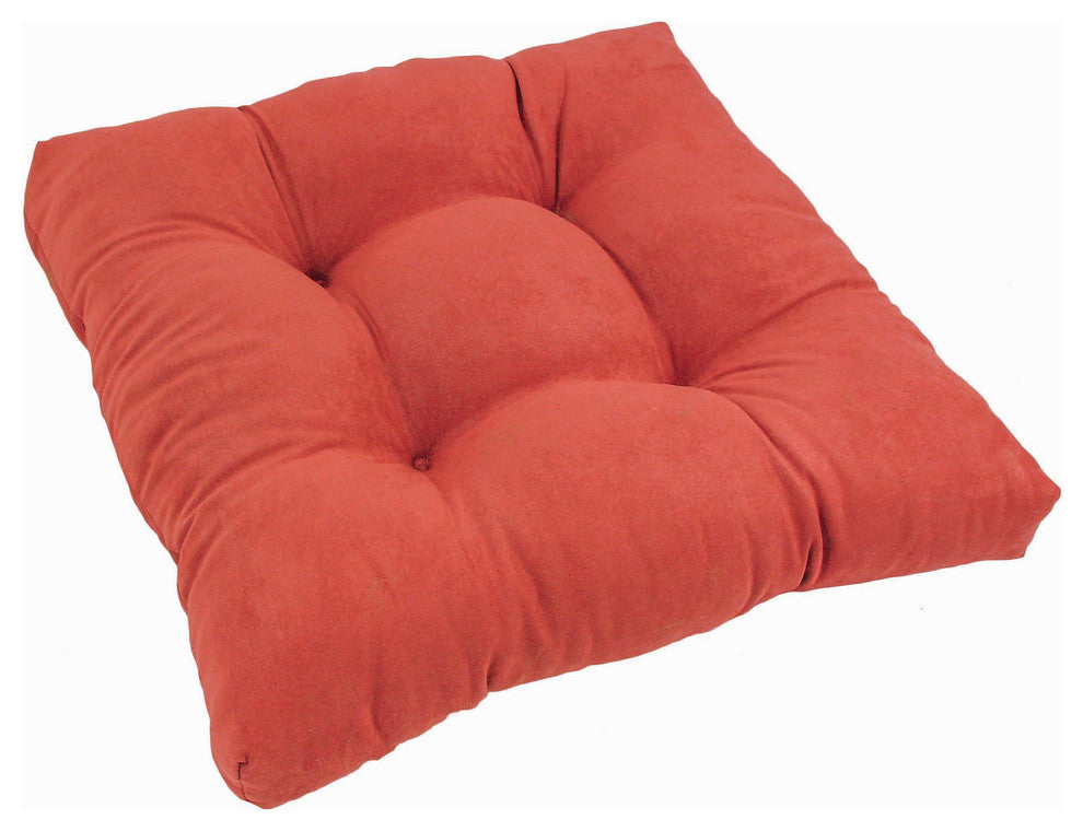 19" Squared Microsuede Tufted Dining Chair Cushion, Red