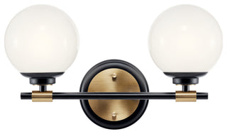 Benno 14.75" 2 Light Vanity With Opal Glass, Black and Champagne Bronze