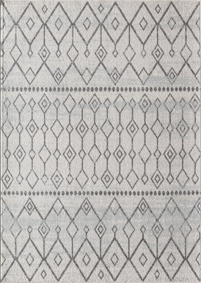 Cove Linen White Moroccan Tribal White Area Rug, 2'6" X 4'