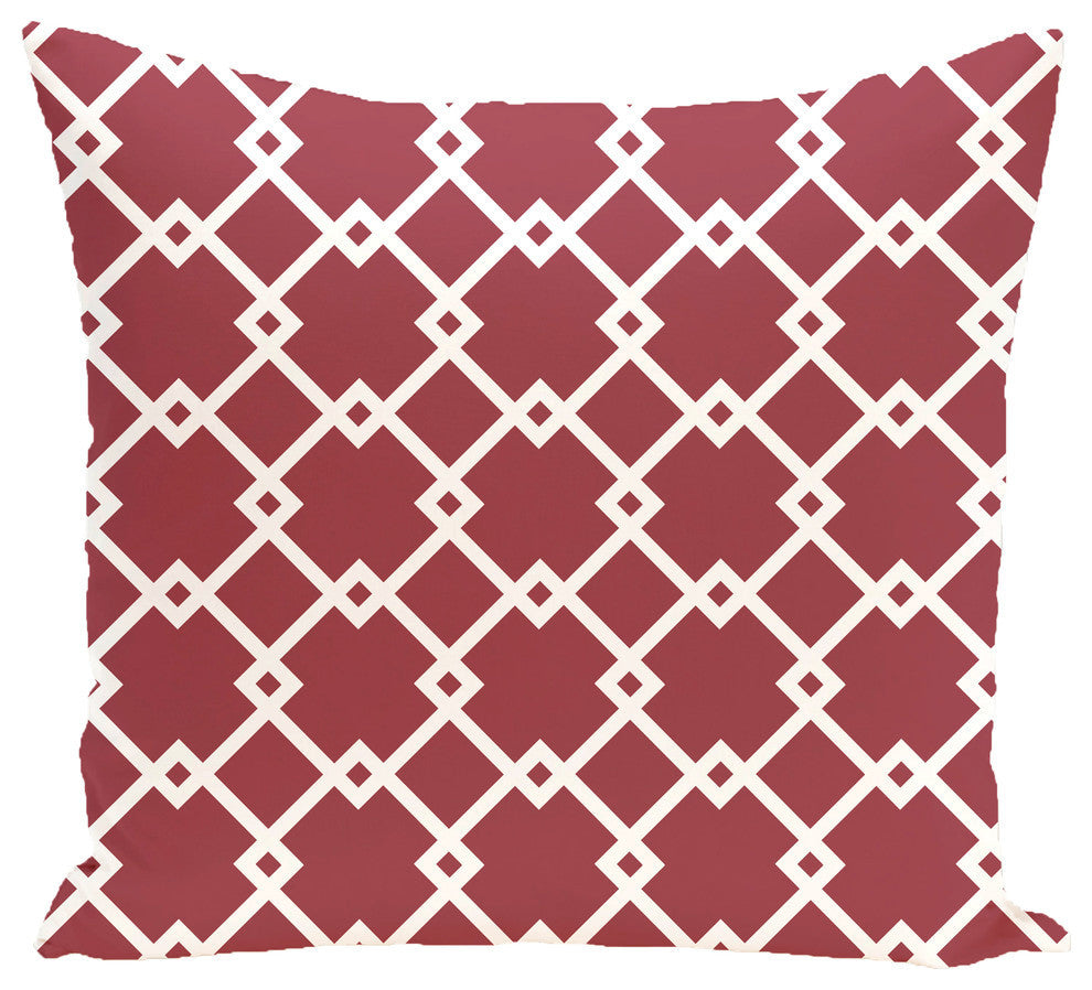 Link Lock Geometric Print Outdoor Pillow, Brick, 20"x20"