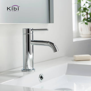 Circular Brass Single Handle Bathroom Faucet KBF1008, Chrome, with Drain