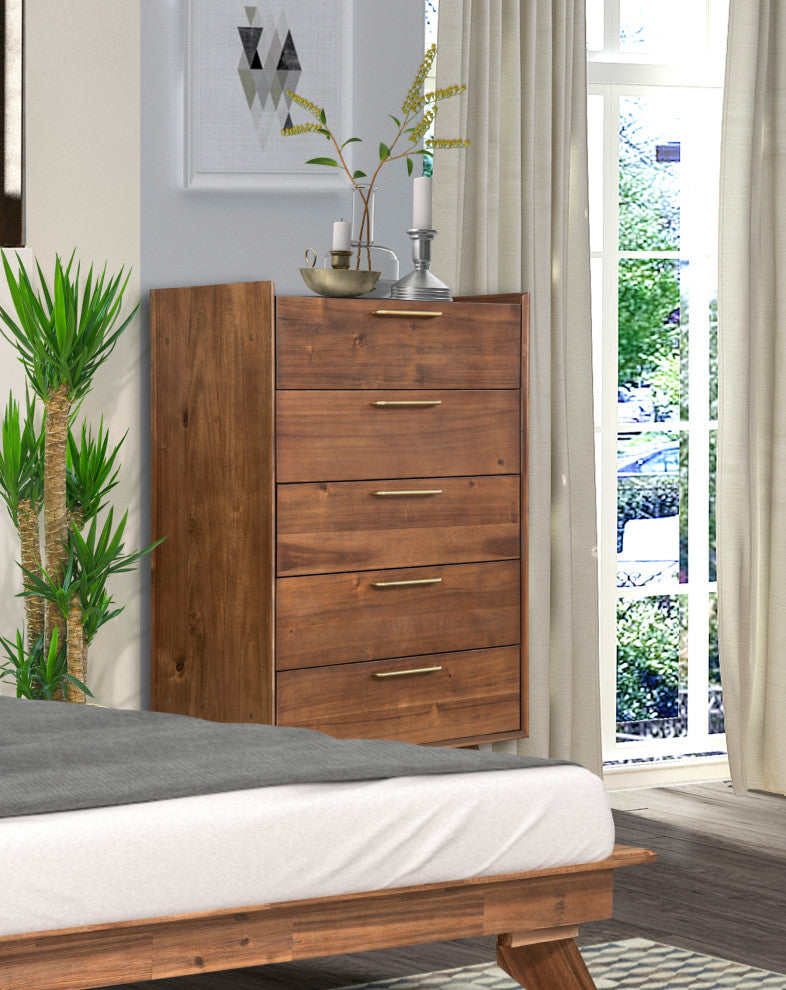 Mid-Century Modern High Chest, Walnut Stain