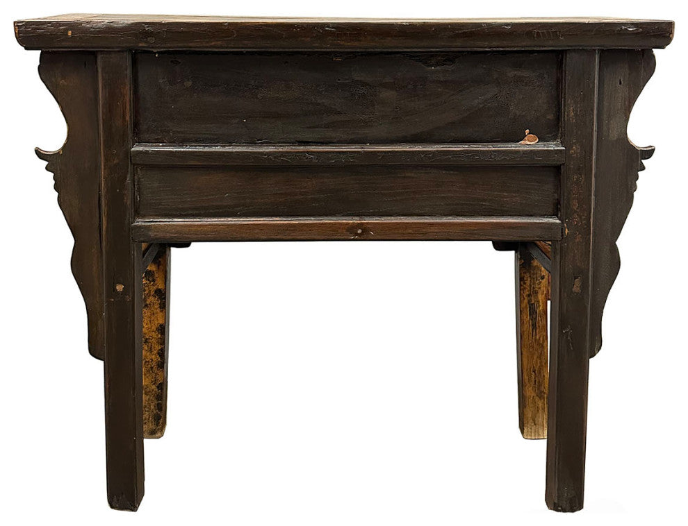 Consigned 19th Century Antique Chinese Carved 3 Drawers Console Table