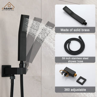 12" Wall Mounted Shower System with Bathtub Faucet,Matte Black