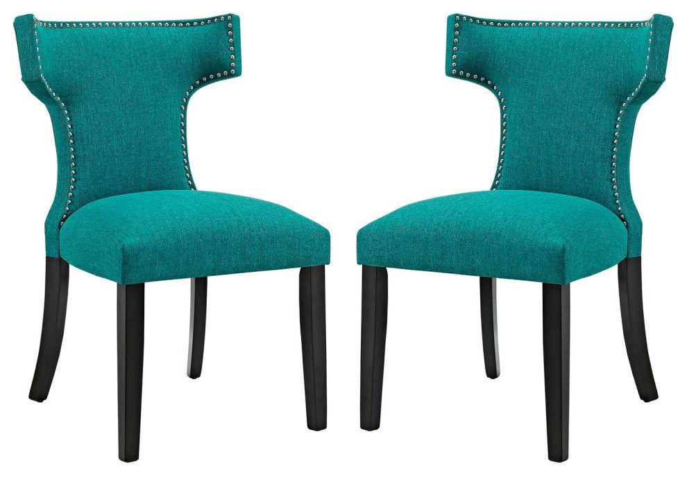 Curve Dining Side Chair Set of 2, Teal