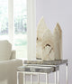 Luxe Natural Stone Obelisk Sculpture 18",  Geometric Alabaster White Minimalist