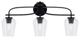 Cavella 3 Light Bath Bar, Matte Black Finish, 5" Clear Bubble Glass