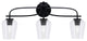 Cavella 3 Light Bath Bar, Matte Black Finish, 5" Clear Bubble Glass