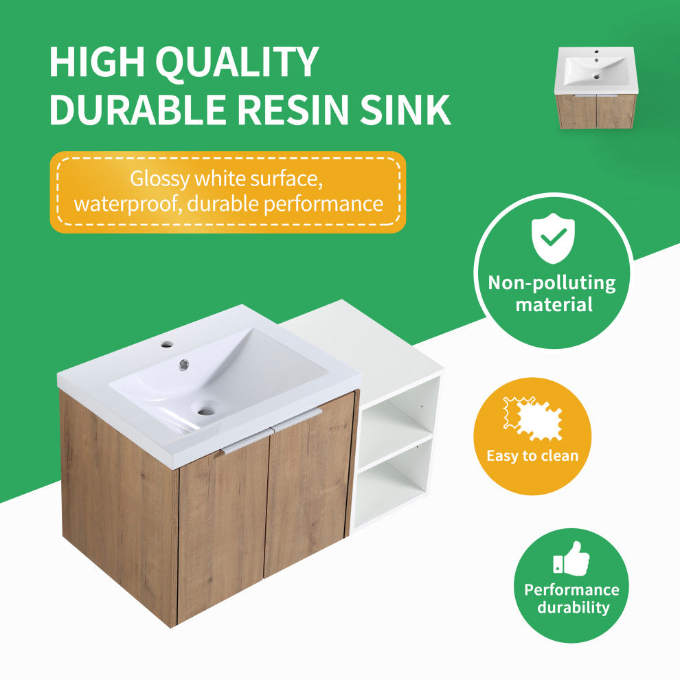 BNK Wall-Mounted Bathroom Cabinet Set with Soft-Close Doors, Imitative Oak, 36inch