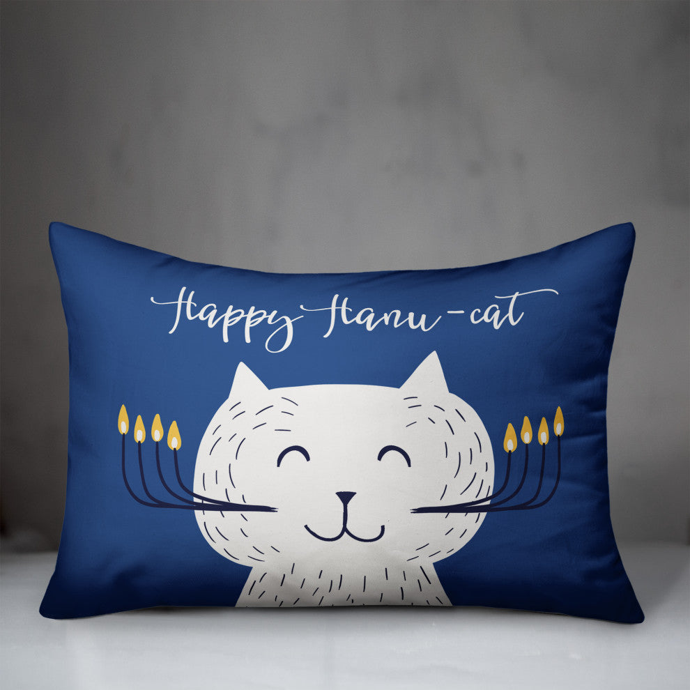 Happy Hanu-Cat 14"x20" Throw Pillow