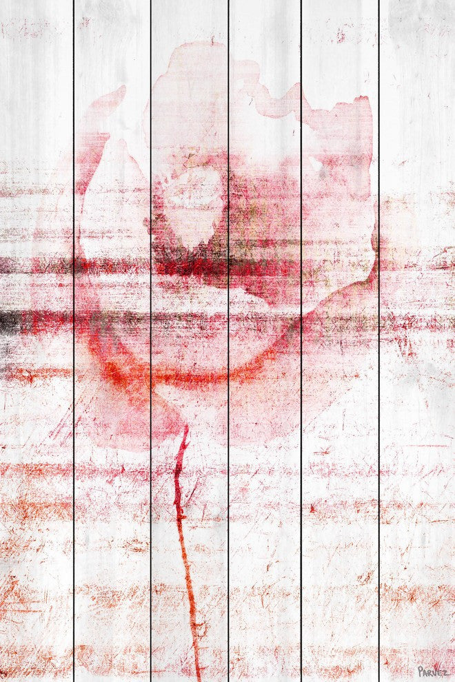 "Flower 3" Print on White Wood, 24"x36"