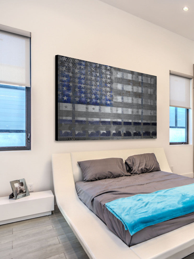 "Blue America" Print on Brushed Aluminum, 36"x24"